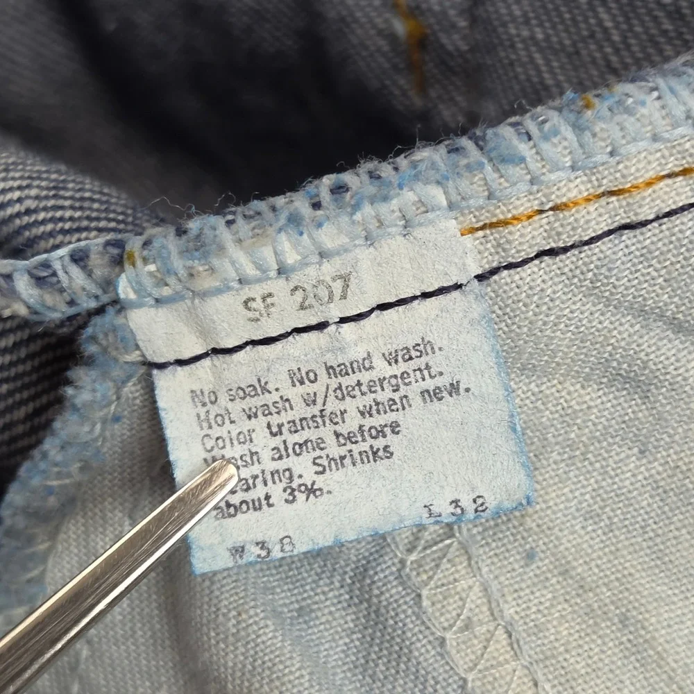 Vintage Levis 509 Jeans 38x32 Blue Orange Tab 80s USA Made Straight Leg 509-0217